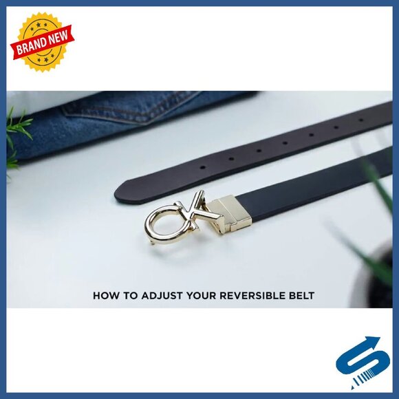 Reversible Dress Belt with Plaque Buckle, Regular & Plus Sizes